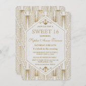 Great Gatsby Art Deco Gold White Sweet 16 Einladun Einladung (Vorne/Hinten)