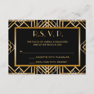 Great Gatsby Art Déco Hochzeitskarten UAWG RSVP Karte