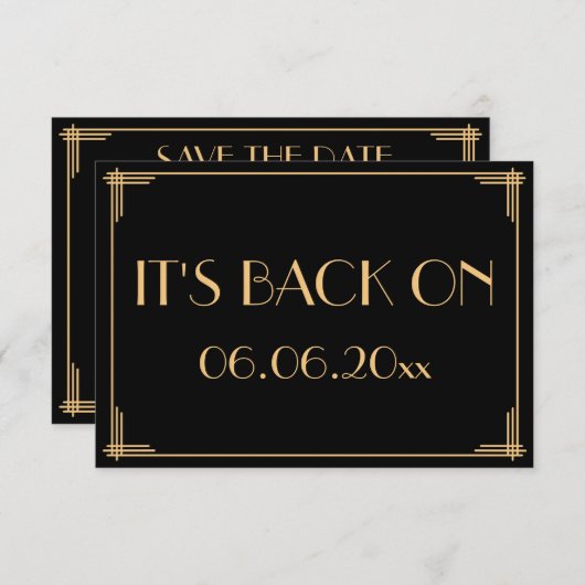 Great Gatsby Art Deco Hochzeitsstimmung Save The Date (Vorne/Hinten)