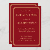 Great Gatsby Art Deco Red Bridal Dusche Einladung (Vorne/Hinten)