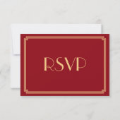 Great Gatsby Art Deco Red Wedding RSVP Cards (Rückseite)