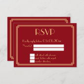 Great Gatsby Art Deco Red Wedding RSVP Cards (Vorne/Hinten)