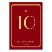 Great Gatsby Art Deco Red Wedding Tischnummern (Rückseite)