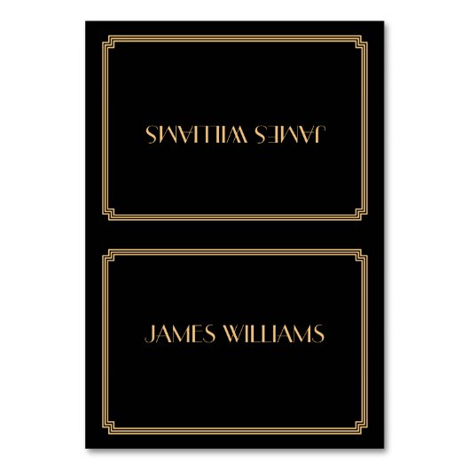 Great Gatsby Art Deco Schwarzer Place Tischnummer (Vorderseite)