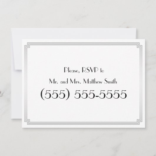 Great Gatsby Art Deco Silver Probe Einladungen (Rückseite)