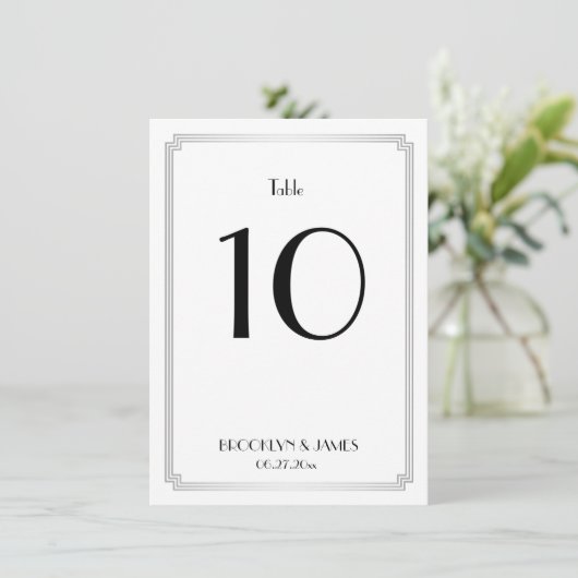 Great Gatsby Art Deco Silver Tischnummern (Stehend Vorderseite)