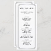 Great Gatsby Art Deco Silver Wedding Menu Card Menükarte (Vorne/Hinten)