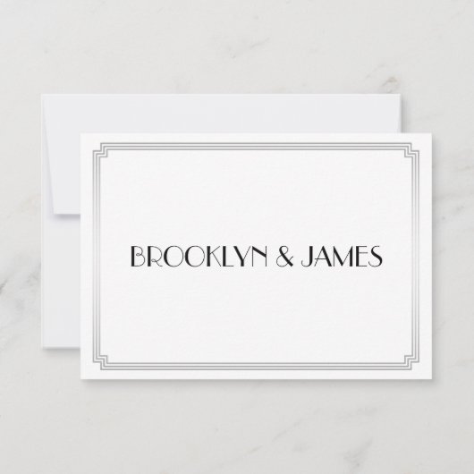 Great Gatsby Art Deco Silver Wedding RSVP Cards (Rückseite)
