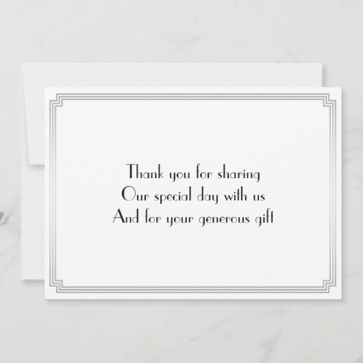 Great Gatsby Art Deco Silver Wedding Vielen Dank Dankeskarte (Rückseite)
