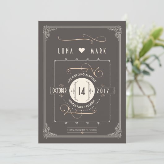 Great Gatsby Art Deco Speichern Sie die Daten Save The Date (Stehend Vorderseite)
