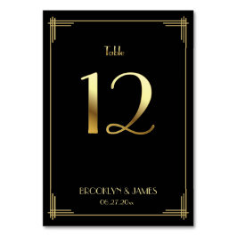 Great Gatsby Art Deco Tischnummer 12 Gold Black