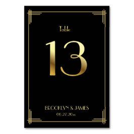Great Gatsby Art Deco Tischnummer 13 Gold Black