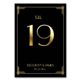Great Gatsby Art Deco Tischnummer 19 Gold Black