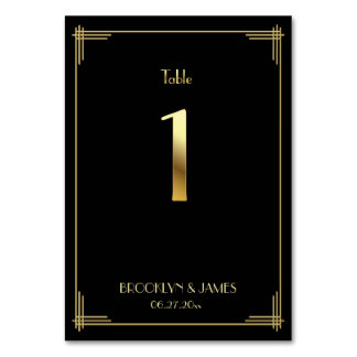 Great Gatsby Art Deco Tischnummer 1 Gold Schwarz