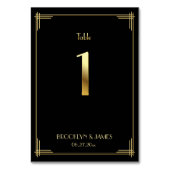 Great Gatsby Art Deco Tischnummer 1 Gold Schwarz (Rückseite)
