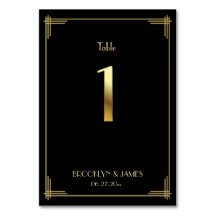 Great Gatsby Art Deco Tischnummer 1 Gold Schwarz