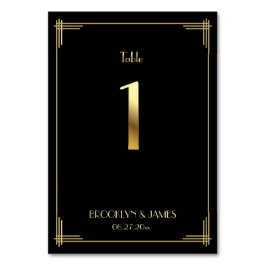 Great Gatsby Art Deco Tischnummer 1 Gold Schwarz