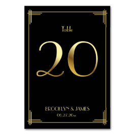 Great Gatsby Art Deco Tischnummer 20 Gold Black
