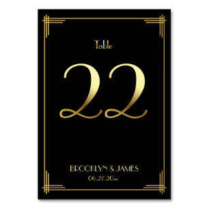 Great Gatsby Art Deco Tischnummer 22 Gold Black