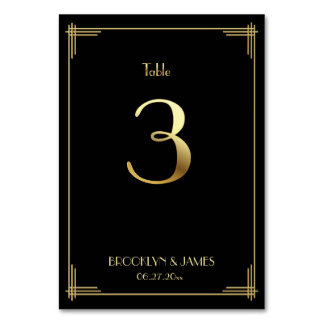 Great Gatsby Art Deco Tischnummer 3 Gold Schwarz