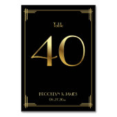 Great Gatsby Art Deco Tischnummer 40 Gold Black (Rückseite)