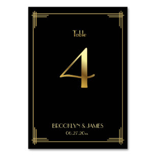 Great Gatsby Art Deco Tischnummer 4 Gold Schwarz