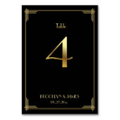 Great Gatsby Art Deco Tischnummer 4 Gold Schwarz (Rückseite)