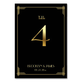 Great Gatsby Art Deco Tischnummer 4 Gold Schwarz