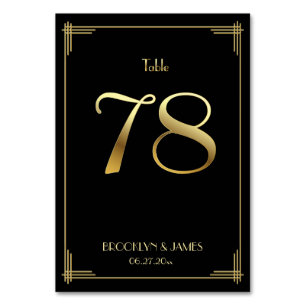 Great Gatsby Art Deco Tischnummer 78 Gold Black