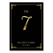 Great Gatsby Art Deco Tischnummer 7 Gold Schwarz (Vorderseite)