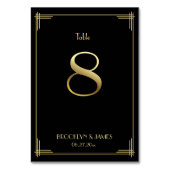 Great Gatsby Art Deco Tischnummer 8 Gold Schwarz (Rückseite)