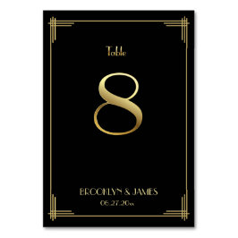 Great Gatsby Art Deco Tischnummer 8 Gold Schwarz