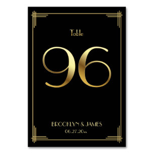 Great Gatsby Art Deco Tischnummer 96 Gold Black