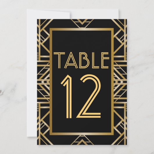 Great Gatsby Art Deco Tischnummer Cards (Vorderseite)
