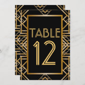 Great Gatsby Art Deco Tischnummer Cards (Vorne/Hinten)