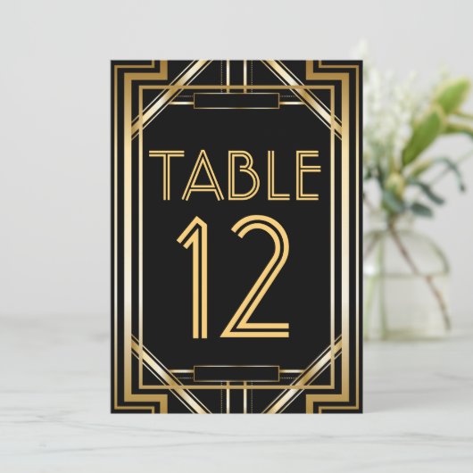 Great Gatsby Art Deco Tischnummer Cards (Stehend Vorderseite)