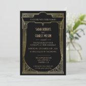 Great Gatsby Art Deco Wedding Einladung (Stehend Vorderseite)