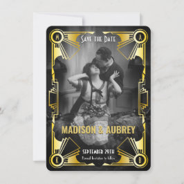 Great Gatsby Art Deco Wedding Gold & Black Foto Save The Date