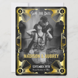 Great Gatsby Art Deco Wedding Gold & Black Foto Save The Date
