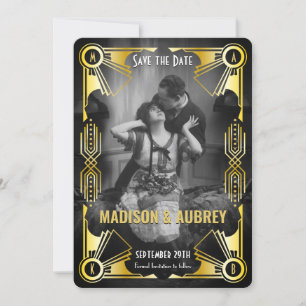 Great Gatsby Art Deco Wedding Gold & Black Foto Save The Date