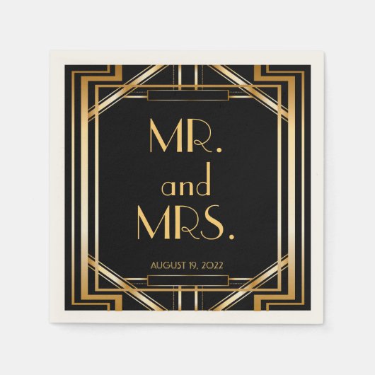 Great Gatsby Art Deco Wedding Personalisiert Napki Serviette (Vorderseite)
