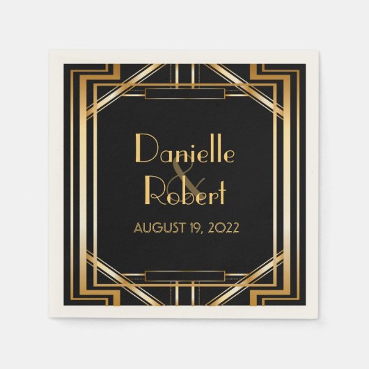 Great Gatsby Art Deco Wedding Personalisiert Napki Serviette (Vorderseite)