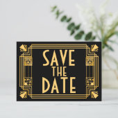 Great Gatsby Art Deco Wedding Rettet das Datum Save The Date (Stehend Vorderseite)