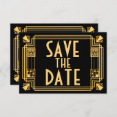 Great Gatsby Art Deco Wedding Rettet das Datum Save The Date (Vorne/Hinten)