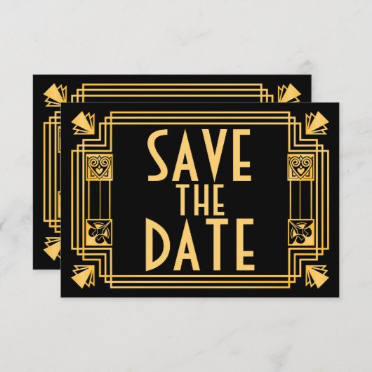 Great Gatsby Art Deco Wedding Rettet das Datum Save The Date (Vorne/Hinten)