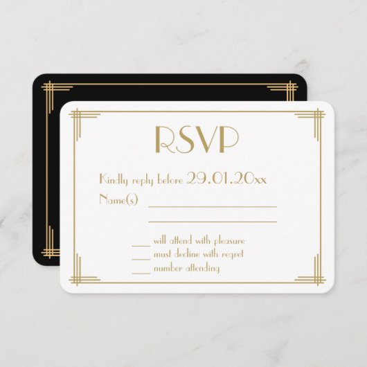 Great Gatsby Art Deco Wedding RSVP Card (Vorne/Hinten)