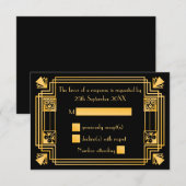 Great Gatsby Art Deco Wedding RSVP Karte (Vorne/Hinten)