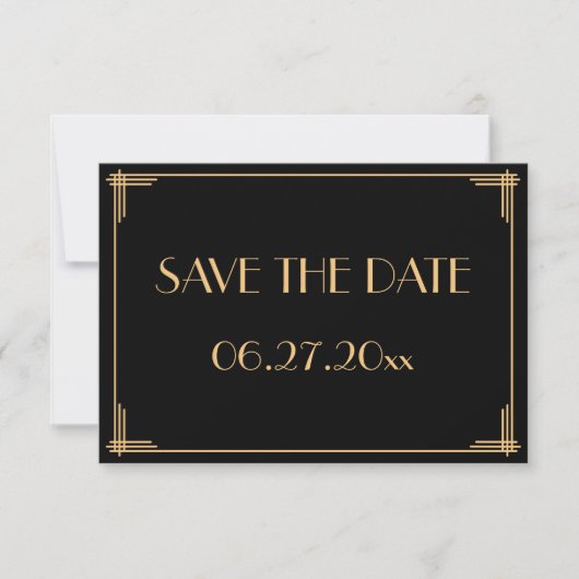 Great Gatsby Art Deco Wedding Save the Date Card (Vorderseite)