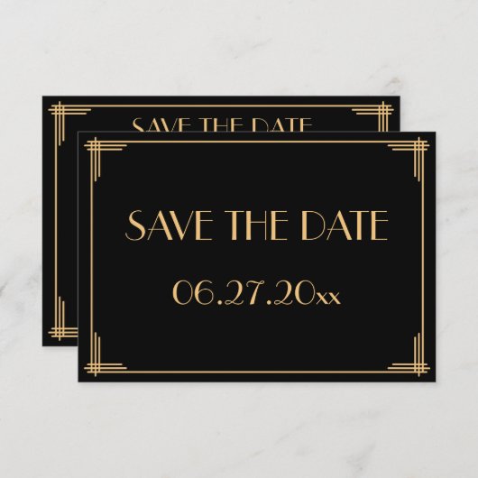 Great Gatsby Art Deco Wedding Save the Date Card (Vorne/Hinten)