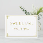 Great Gatsby Art Deco Wedding Save the Date Card Einladung (Stehend Vorderseite)